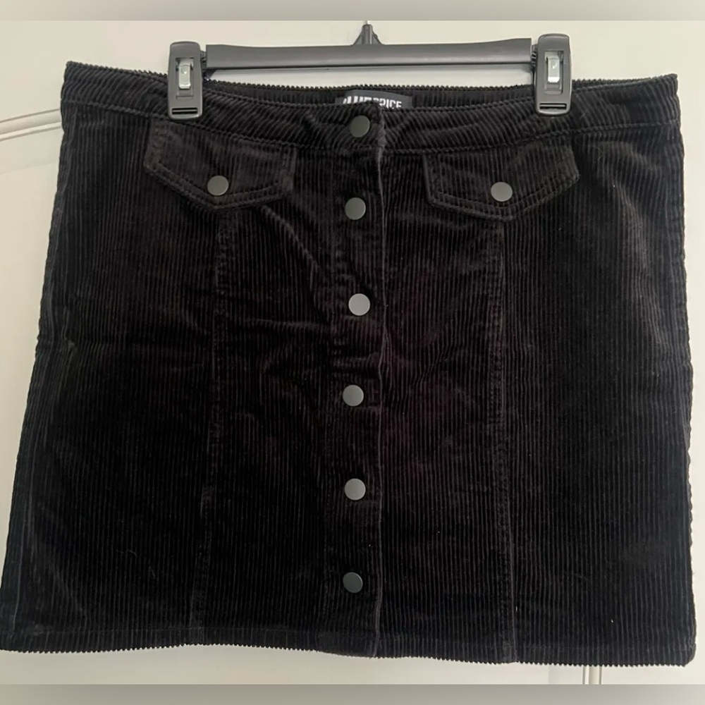 Black Corduroy Mini Skirt
